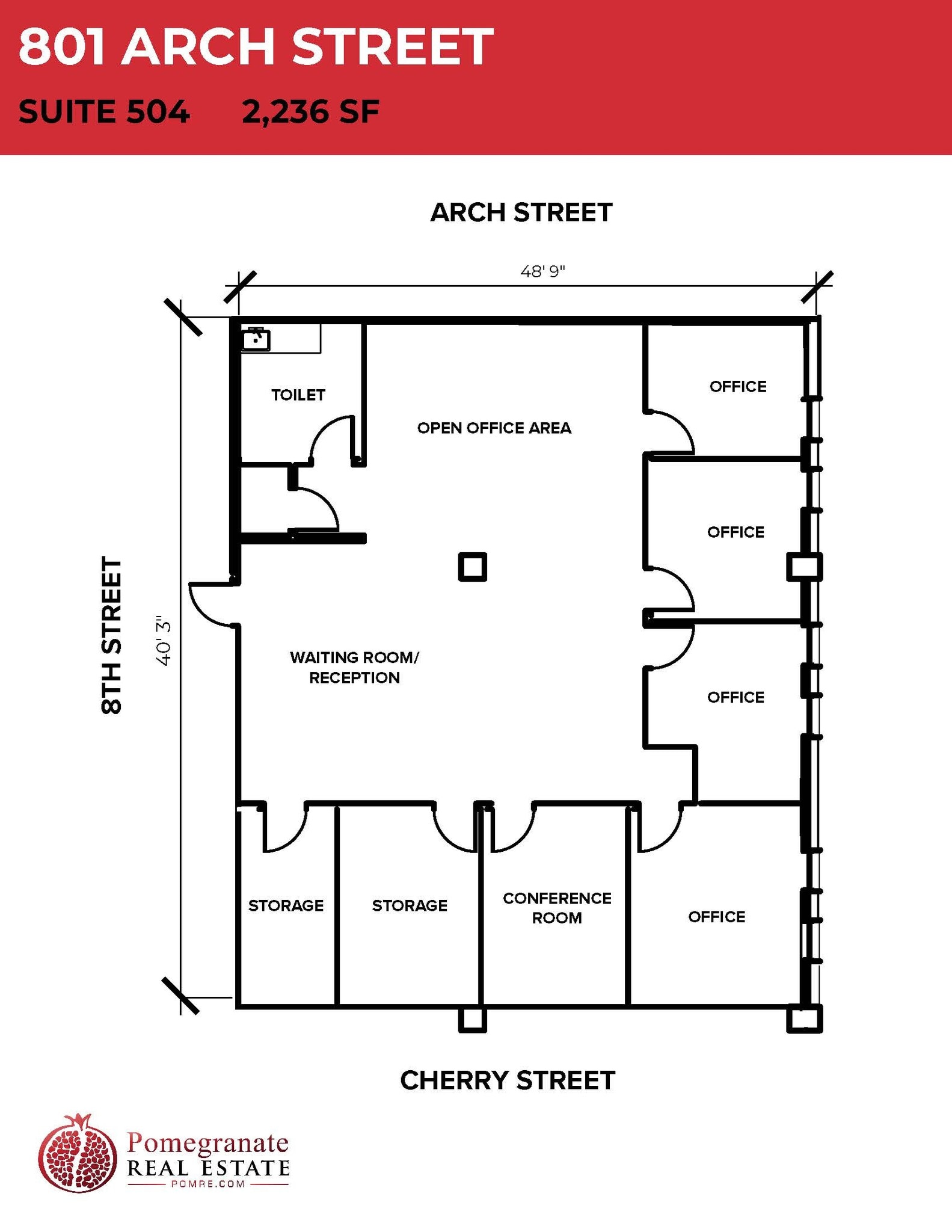 801 Arch St, Philadelphia, PA à louer Plan d’étage– Image 1 sur 1