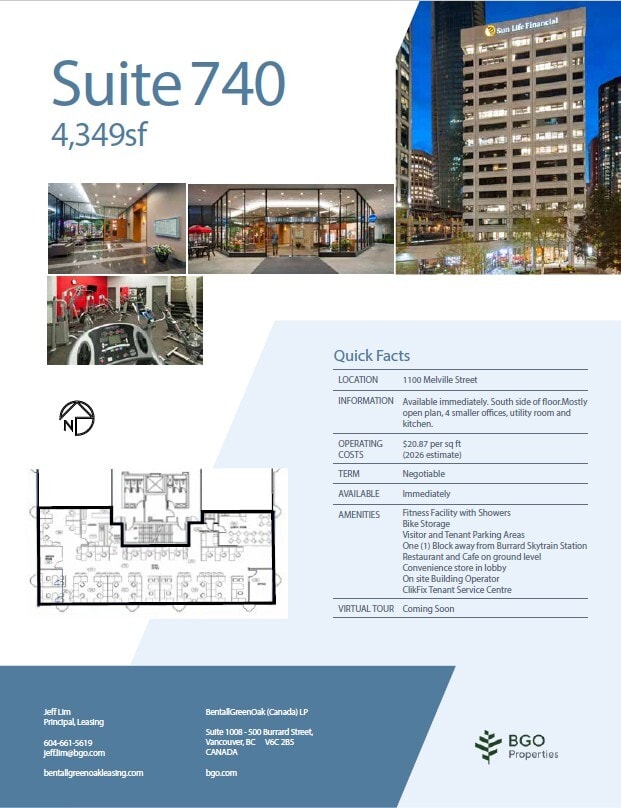 1100 Melville St, Vancouver, BC à louer Plan d’étage– Image 1 sur 1