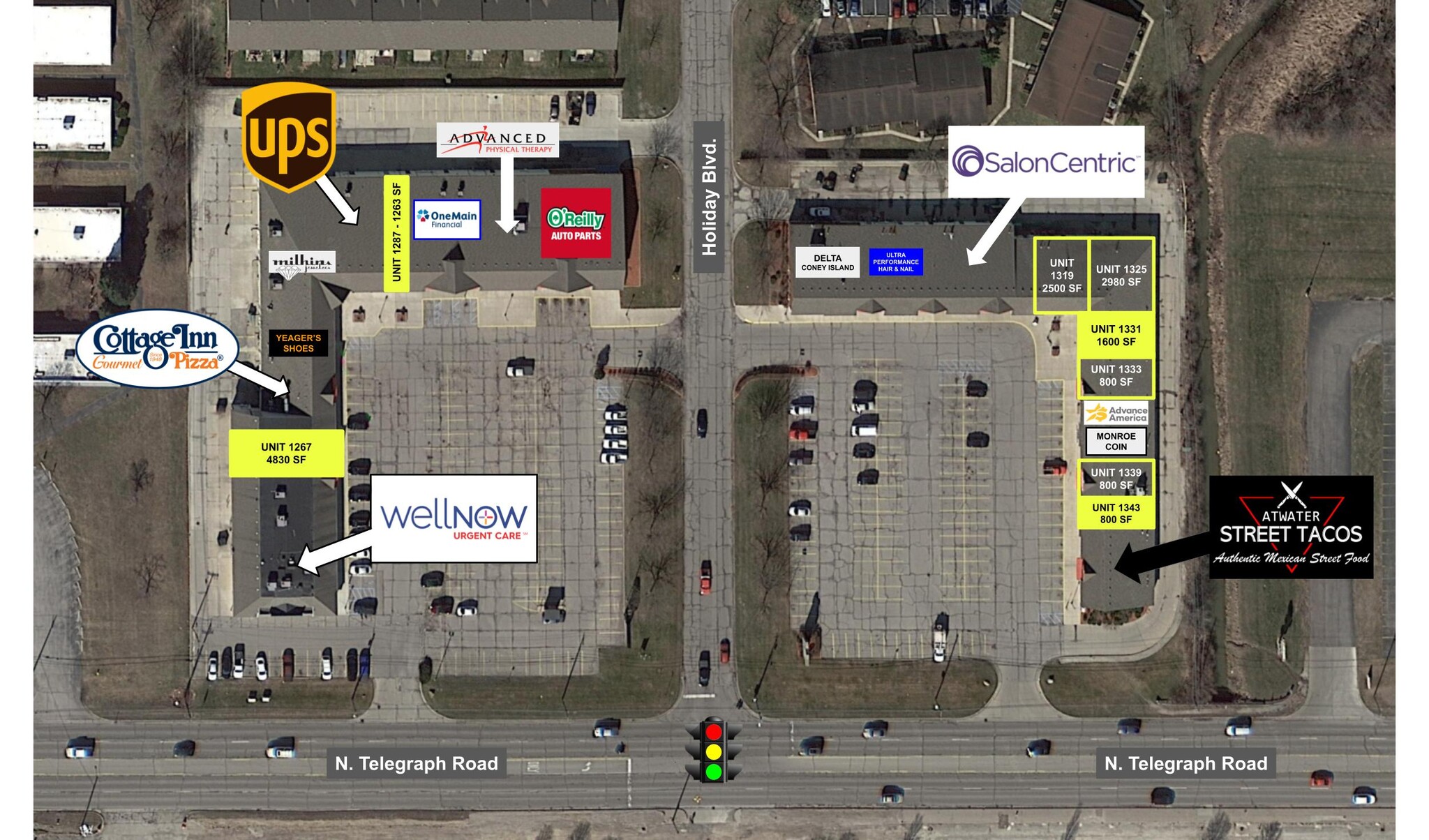 1261-1293 N Telegraph Rd, Monroe, MI à louer Aérien– Image 1 sur 1