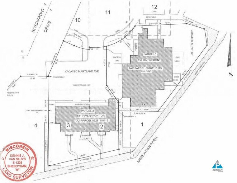 837 Riverfront Dr, Sheboygan, WI à vendre - Plan cadastral – Image 2 sur 2