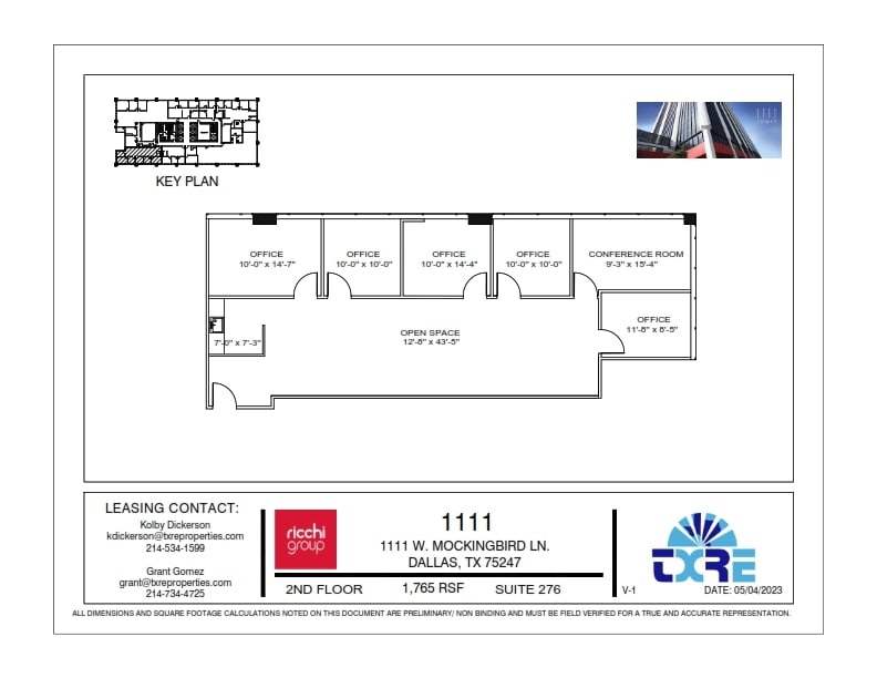 1111 W Mockingbird Ln, Dallas, TX à louer Plan d’étage– Image 1 sur 1