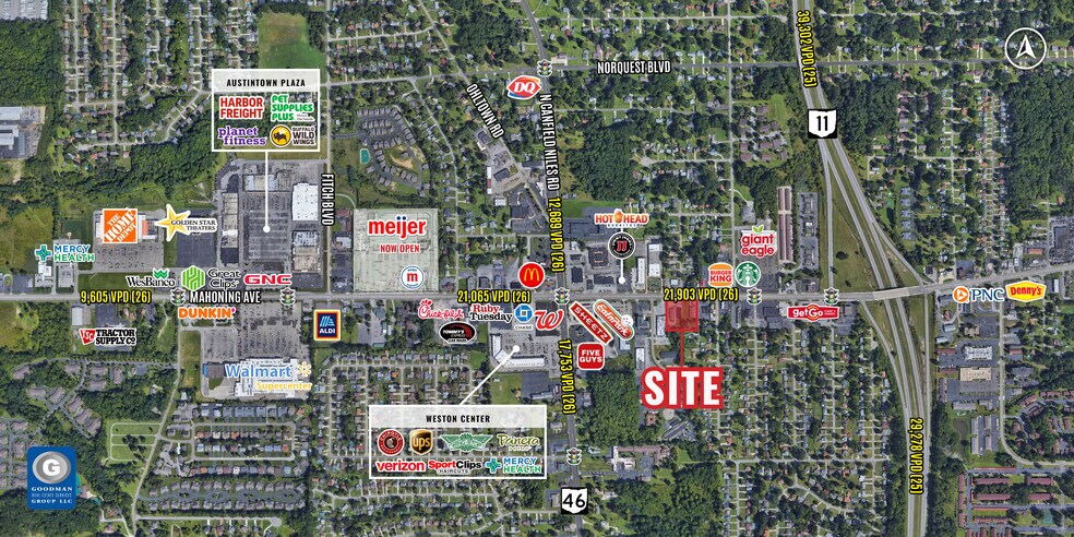 5411 Mahoning Ave, Youngstown, OH à louer - Aérien – Image 2 sur 3