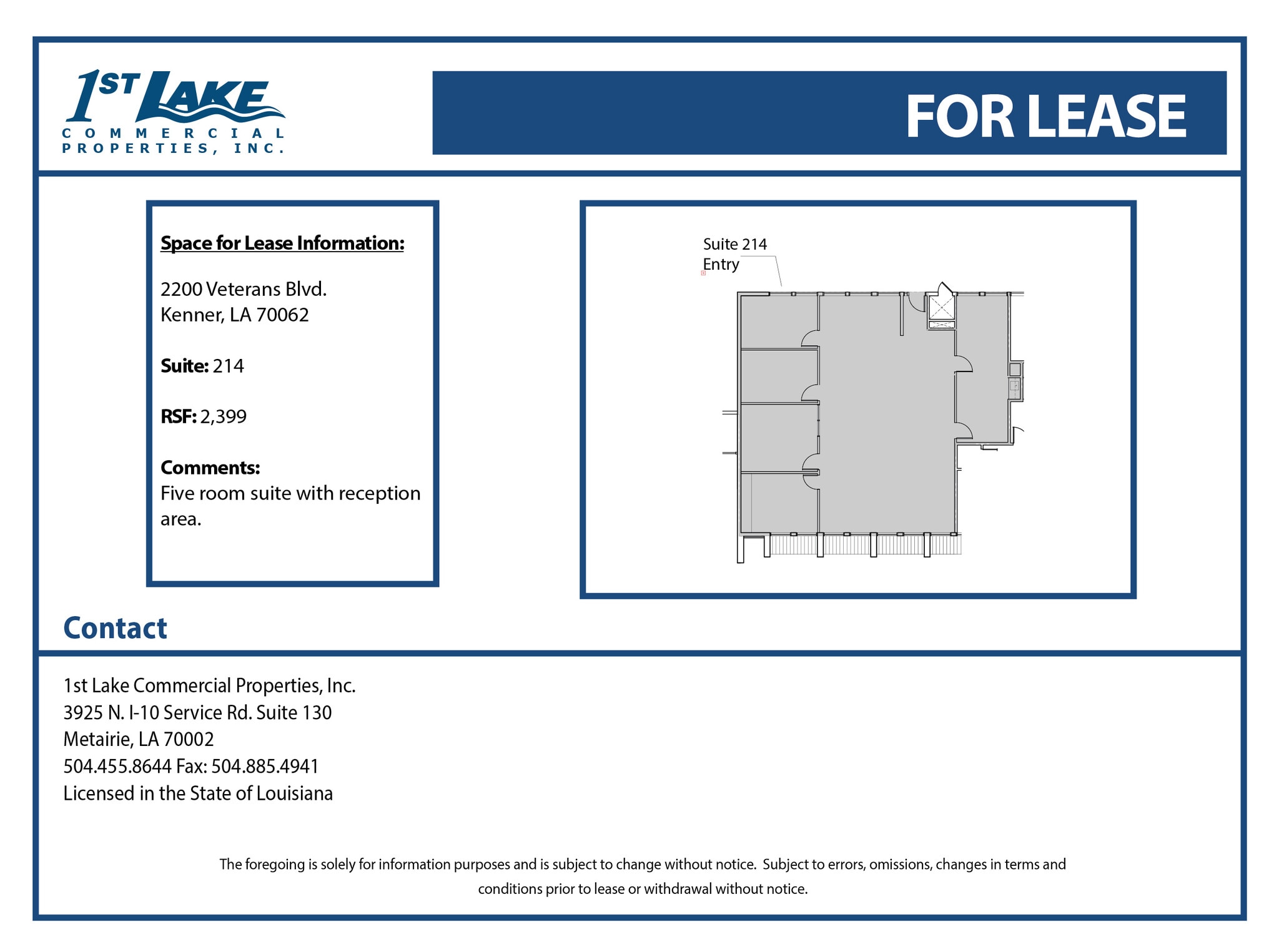 2200 Veterans Memorial Blvd, Kenner, LA à louer Plan d’étage– Image 1 sur 8