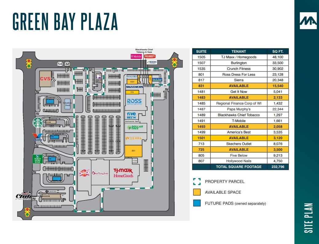 1499-1593 W Mason St, Green Bay, WI à louer Plan de site– Image 1 sur 1