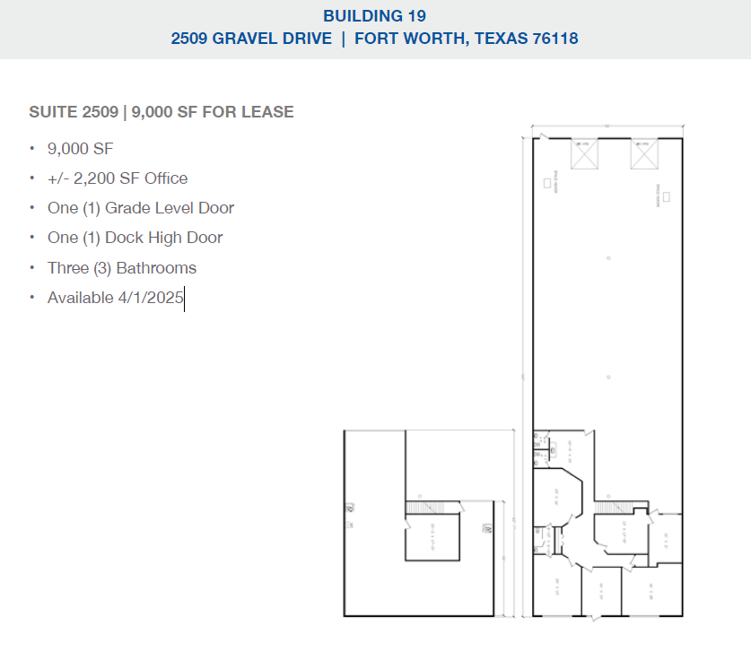 2501-2519 Gravel Dr, Fort Worth, TX à louer Plan d’étage– Image 1 sur 1