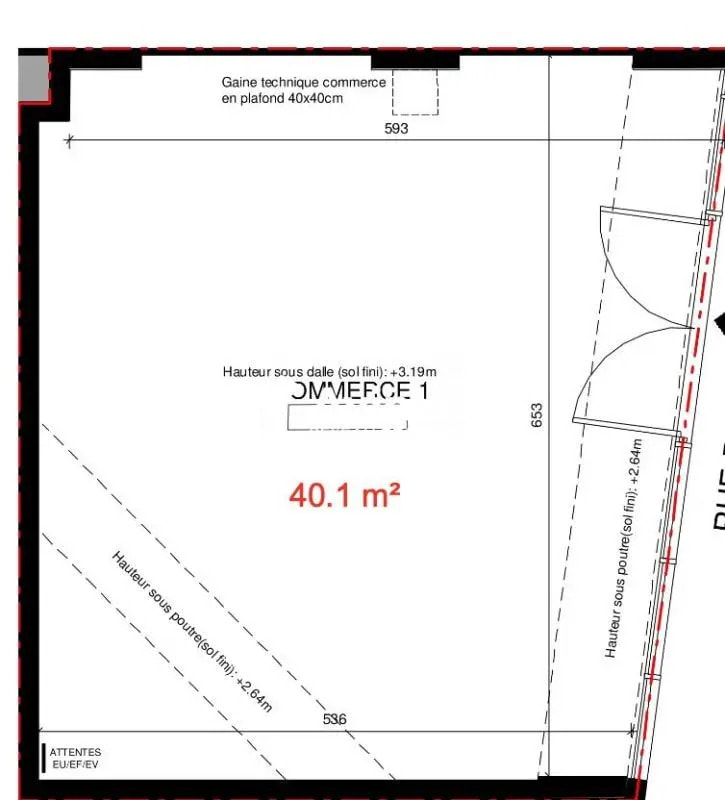 Local commercial dans Paris à louer Plan d’étage– Image 1 sur 4