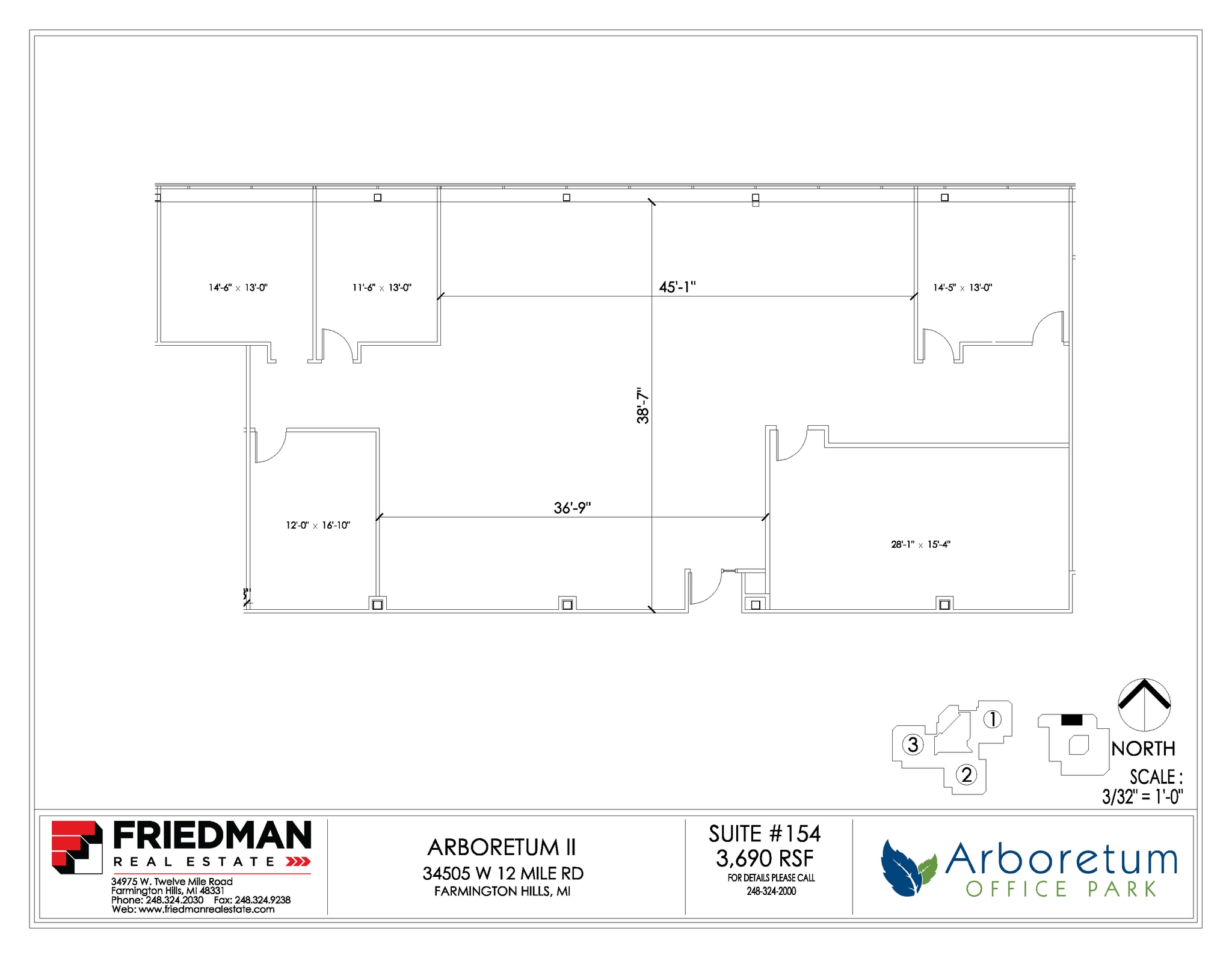 34505 W 12 Mile Rd, Farmington Hills, MI à louer Plan d’étage– Image 1 sur 3