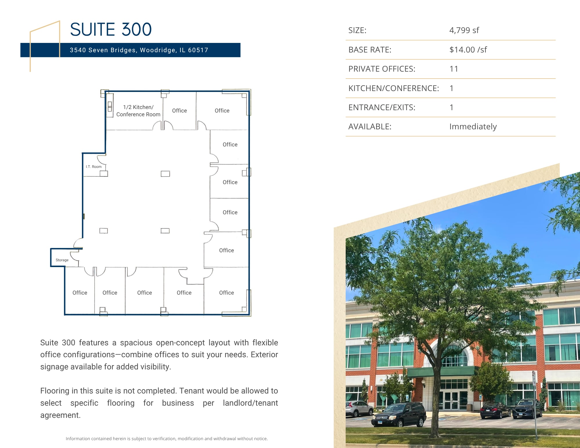 3540 Seven Bridges Dr, Woodridge, IL à louer Plan d’étage– Image 1 sur 5