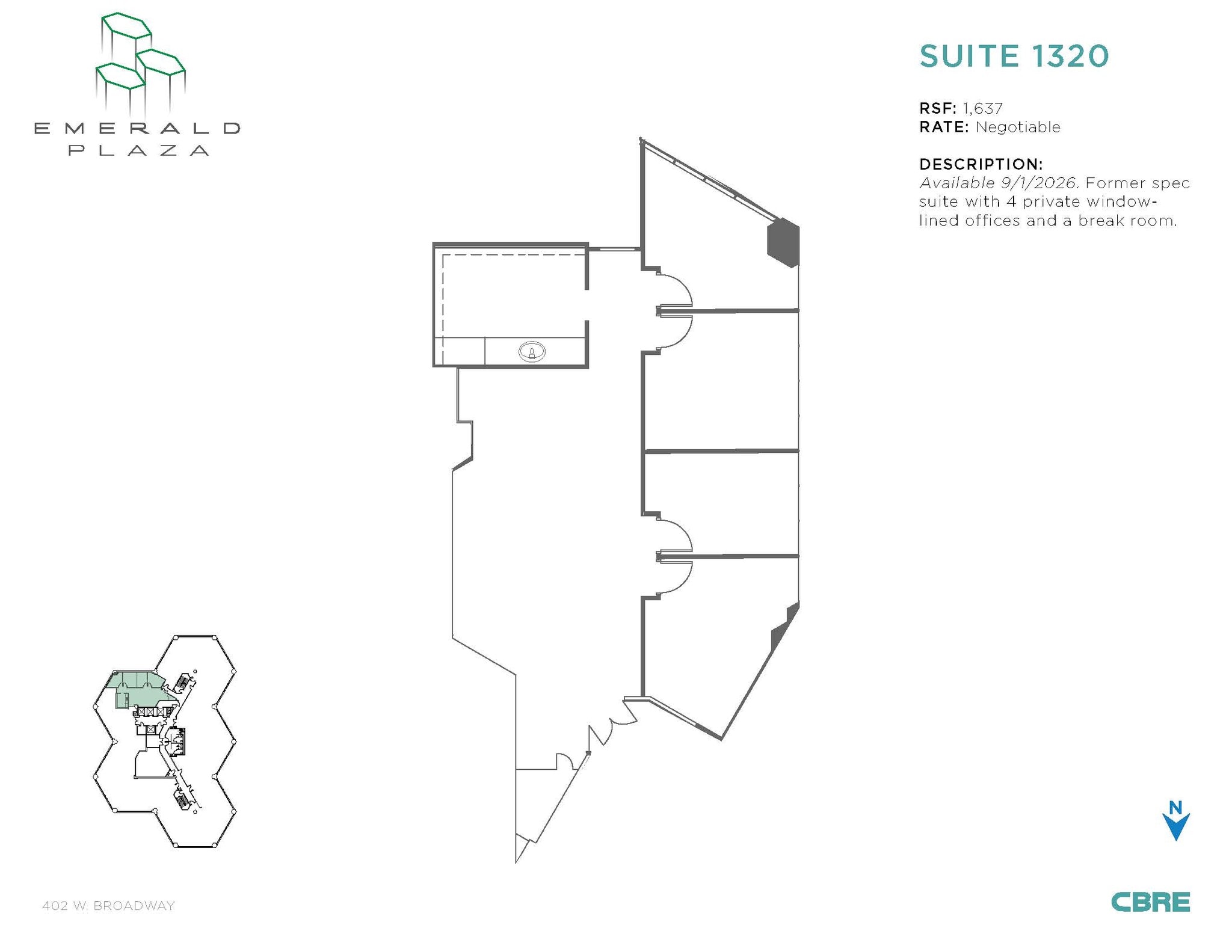 402 W Broadway, San Diego, CA à louer Plan d’étage– Image 1 sur 1