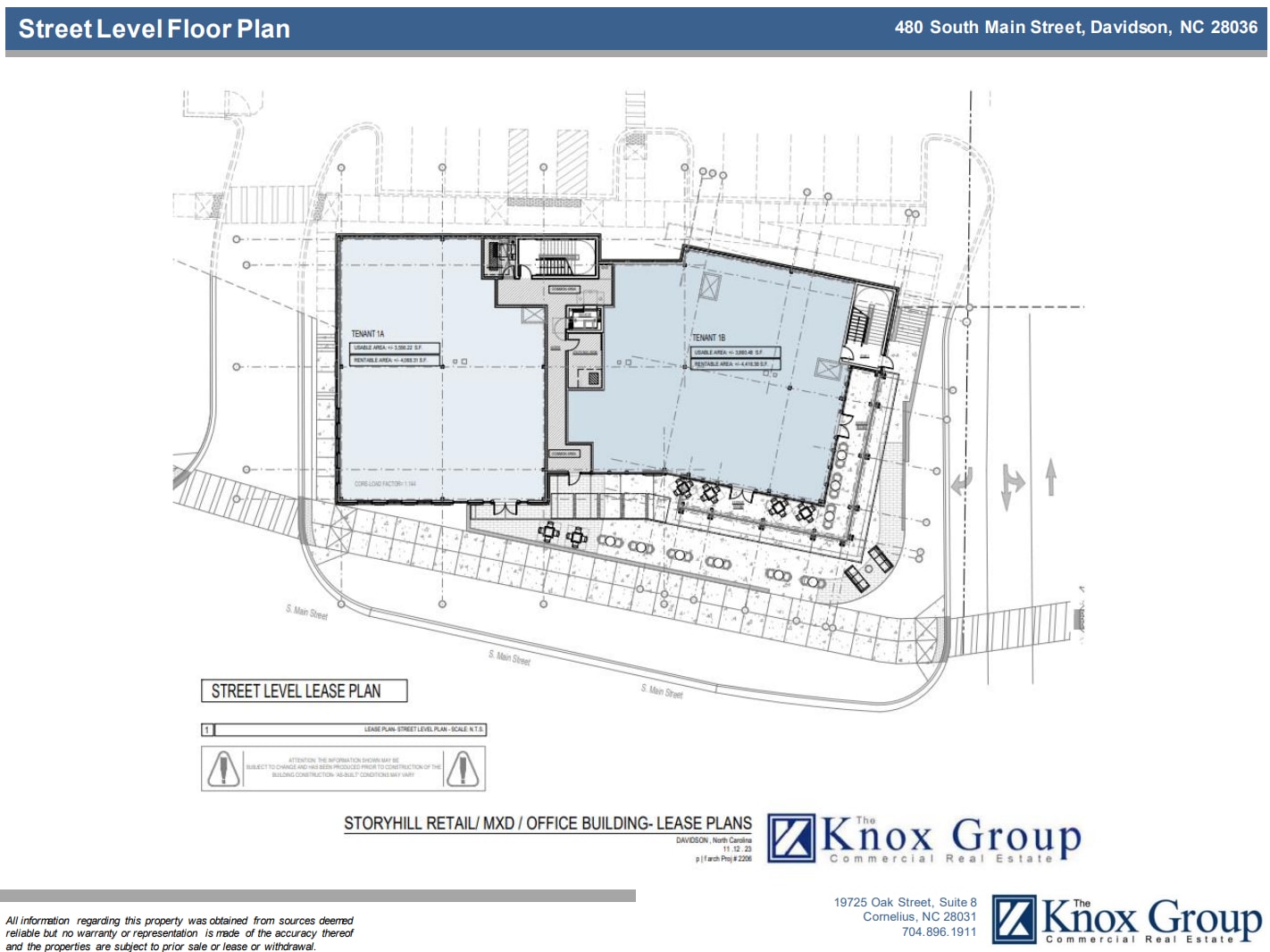480 S Main St, Davidson, NC à louer Plan d’étage– Image 1 sur 2