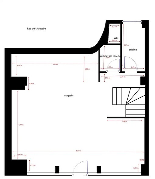Local commercial dans Paris à louer - Plan d’étage – Image 2 sur 4