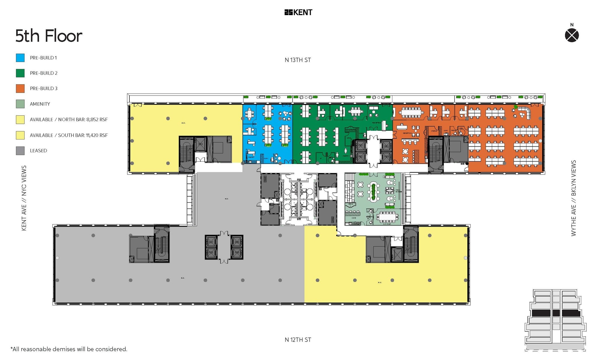 25 Kent Ave, Brooklyn, NY à louer Plan d’étage– Image 1 sur 3