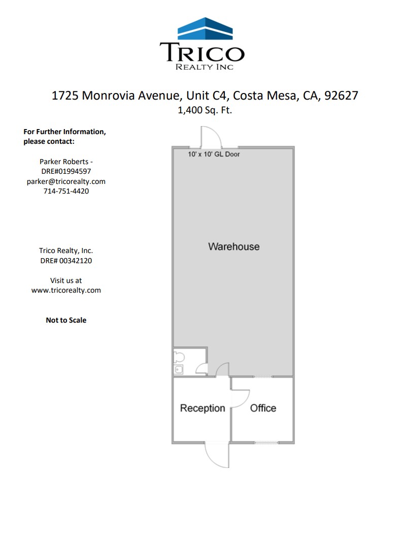 1725 Monrovia Ave, Costa Mesa, CA à louer Plan d’étage– Image 1 sur 1