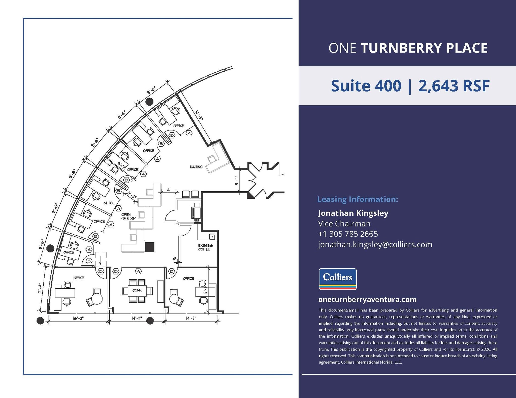 19495 Biscayne Blvd, Aventura, FL à louer Plan d’étage– Image 1 sur 1