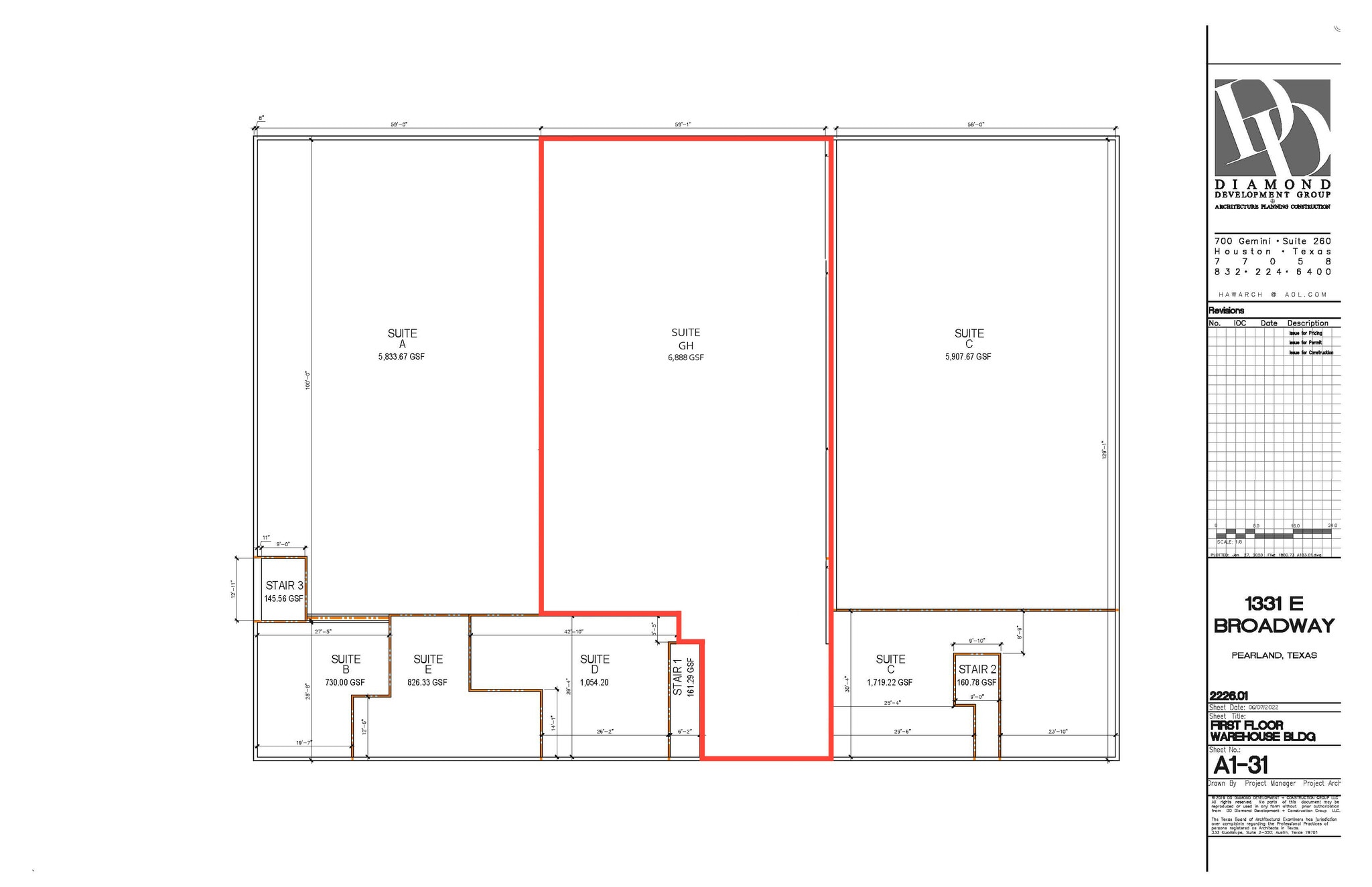 1331 E Broadway St, Pearland, TX à louer Plan d’étage type– Image 1 sur 3