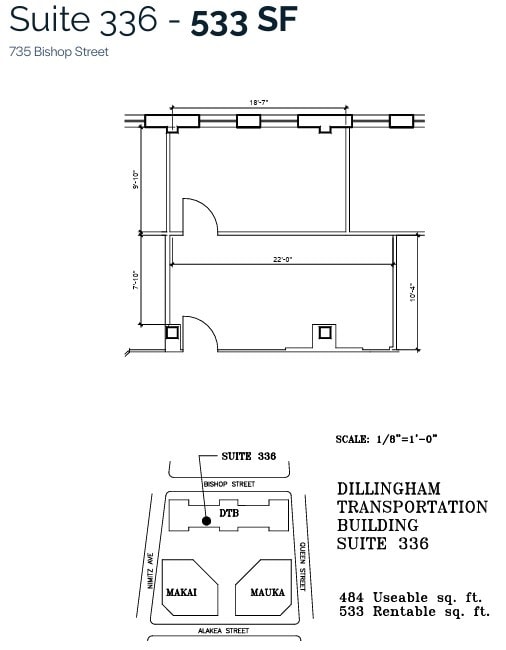 733 Bishop St, Honolulu, HI à louer Plan d’étage– Image 1 sur 1