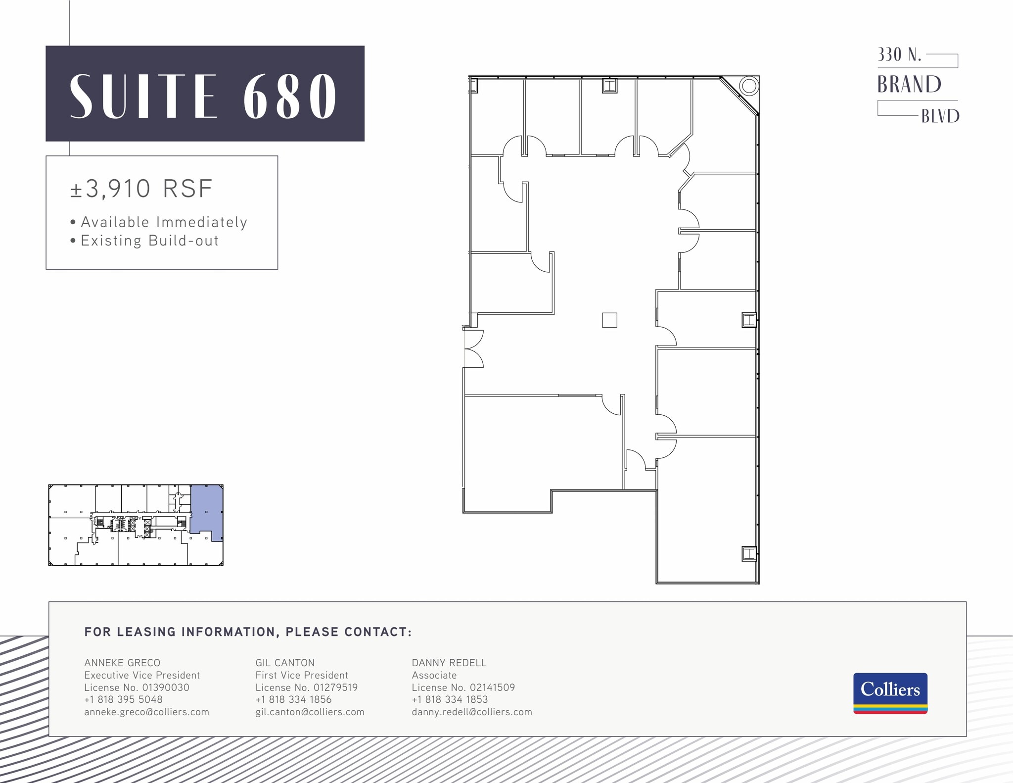 330 N brand Blvd, Glendale, CA à louer Plan d’étage– Image 1 sur 1