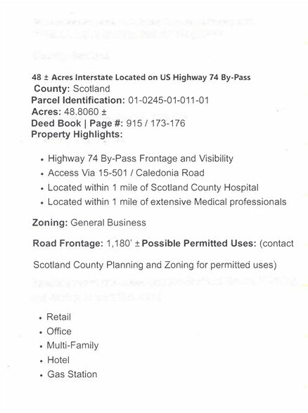 Highway 74 By-Pass Frontage & Visibilty, Laurinburg, NC à louer - Plan de site – Image 3 sur 4