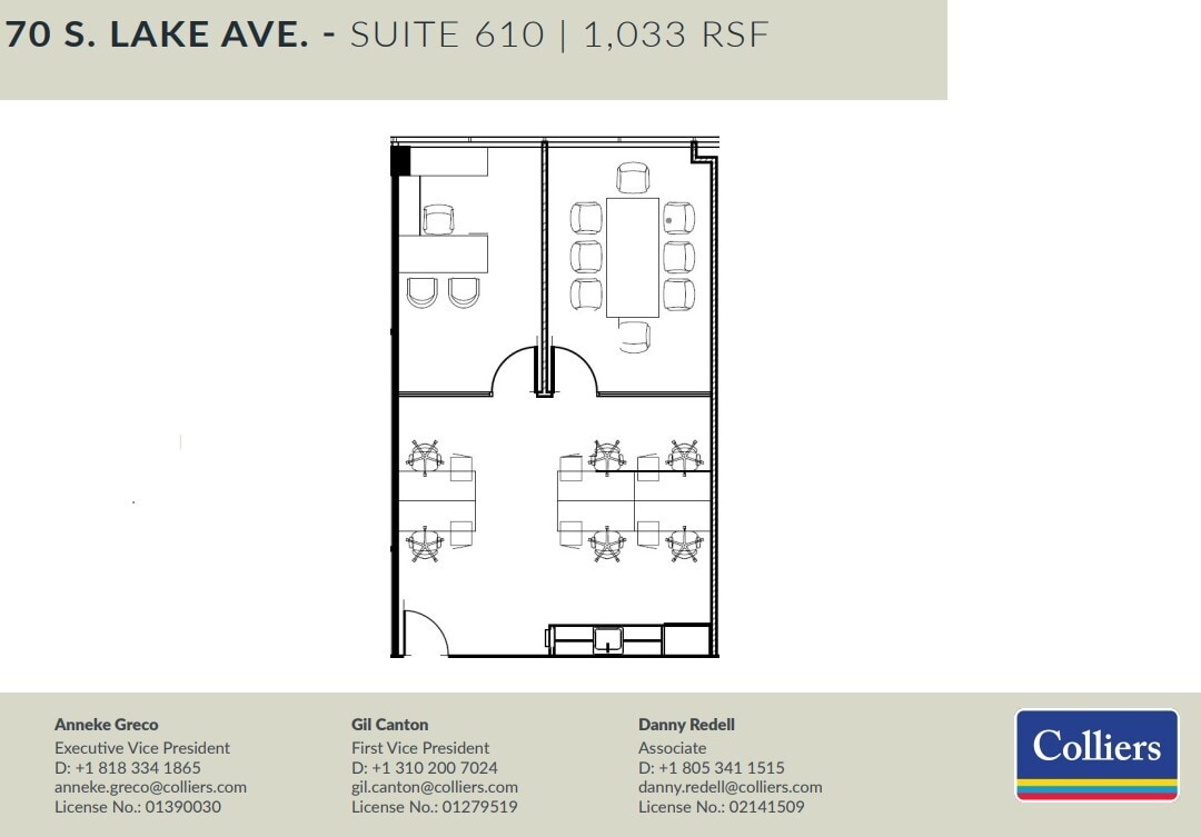 70 S Lake Ave, Pasadena, CA à louer Plan d’étage– Image 1 sur 1