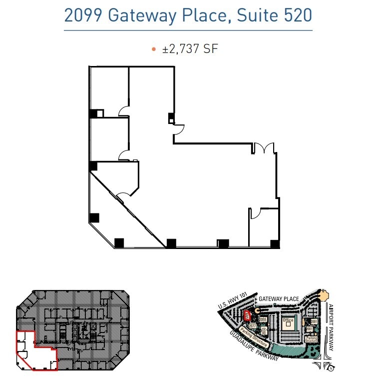 2033 Gateway Pl, San Jose, CA à louer Plan d’étage– Image 1 sur 1