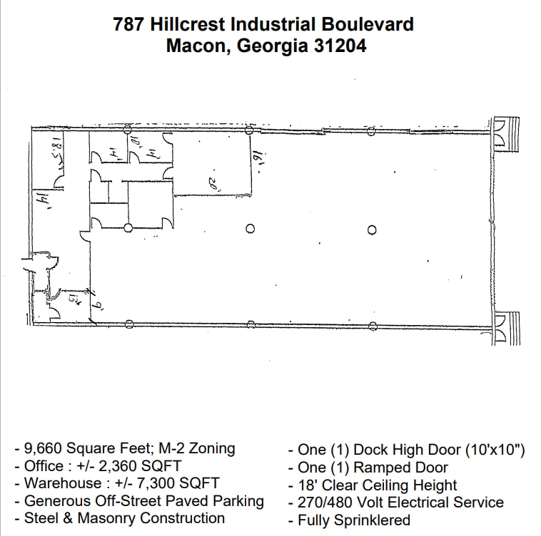 787 Hillcrest Industrial Blvd, Macon-Bibb, GA à louer Plan d’étage– Image 1 sur 1