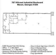 787 Hillcrest Industrial Blvd, Macon-Bibb, GA à louer Plan d’étage– Image 1 sur 1