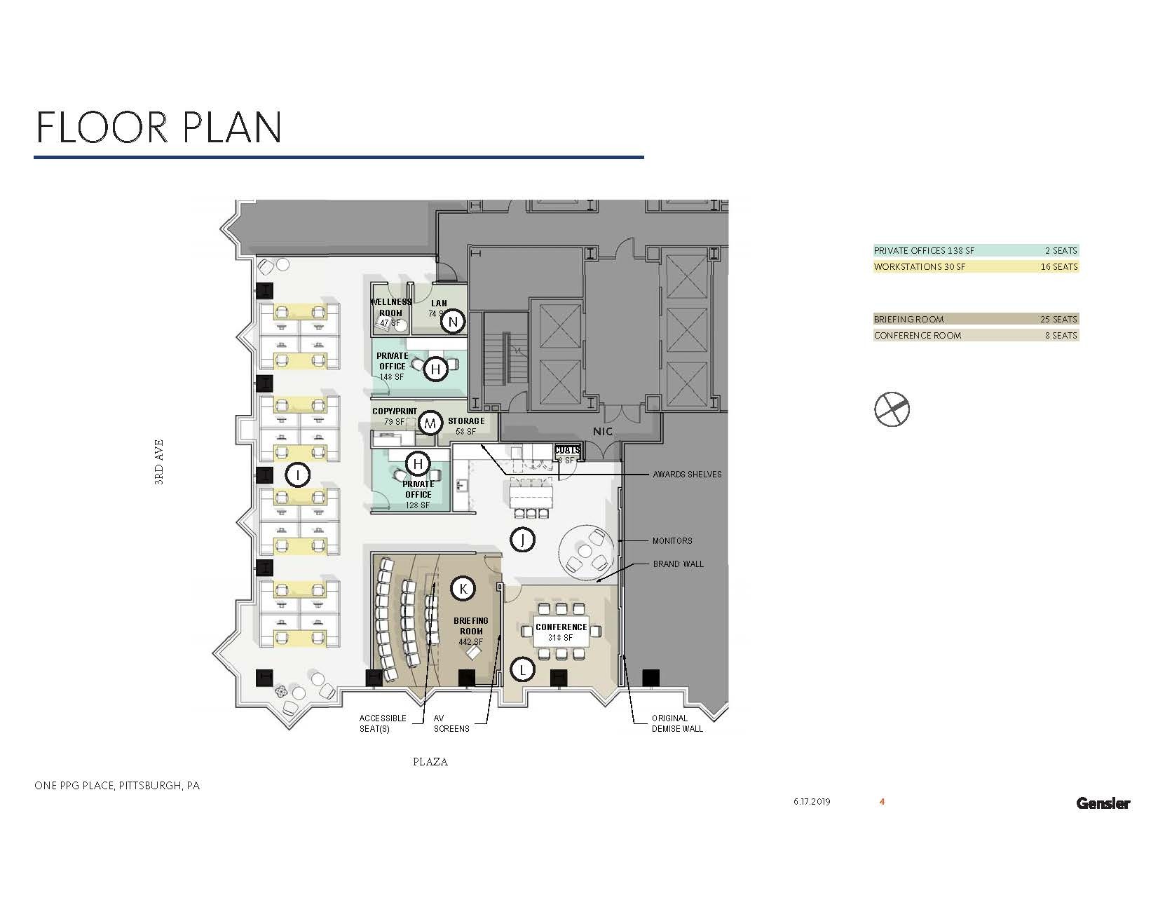 1 PPG Pl, Pittsburgh, PA à louer Plan d’étage– Image 1 sur 1