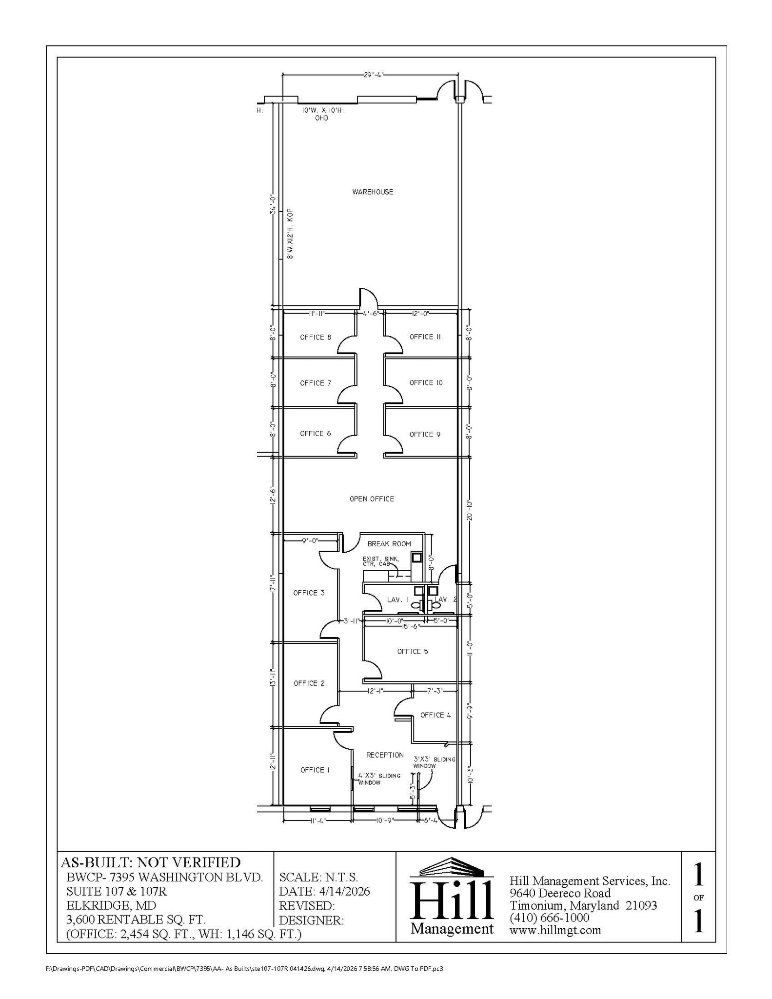 7395 Washington Blvd, Elkridge, MD à louer Plan d’étage– Image 1 sur 1