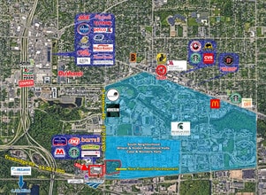 920-1030 Trowbridge Rd, East Lansing, MI - Vue aérienne vue de carte