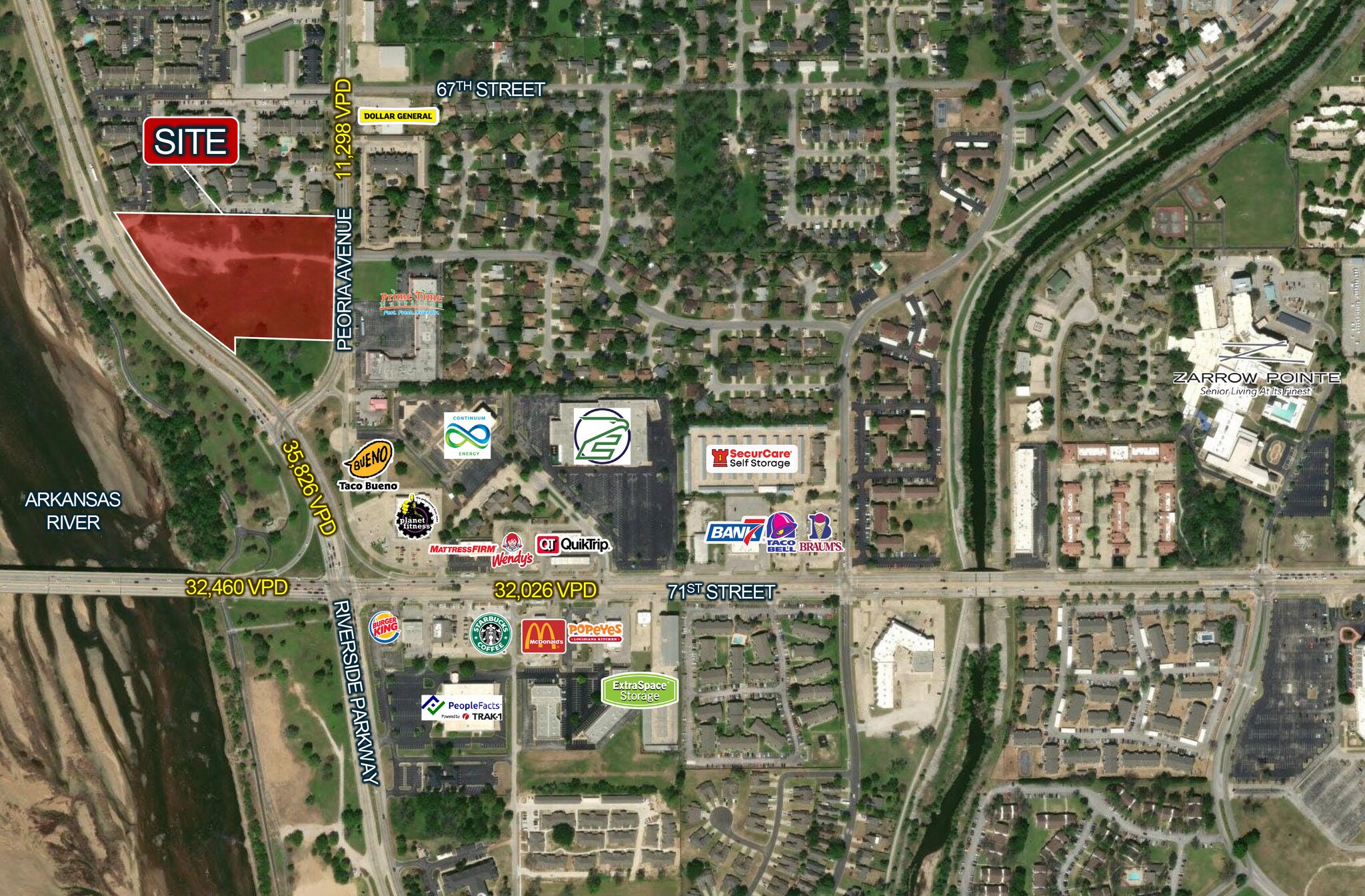 E 71st St & Riverside Pkwy, Tulsa, OK à vendre Aérien– Image 1 sur 3