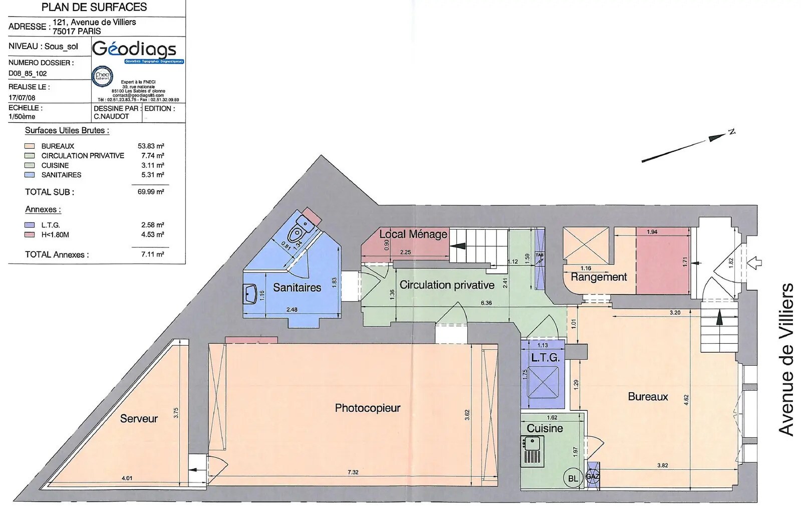 121 Avenue De Villiers, Paris à vendre Plan d’étage– Image 1 sur 1