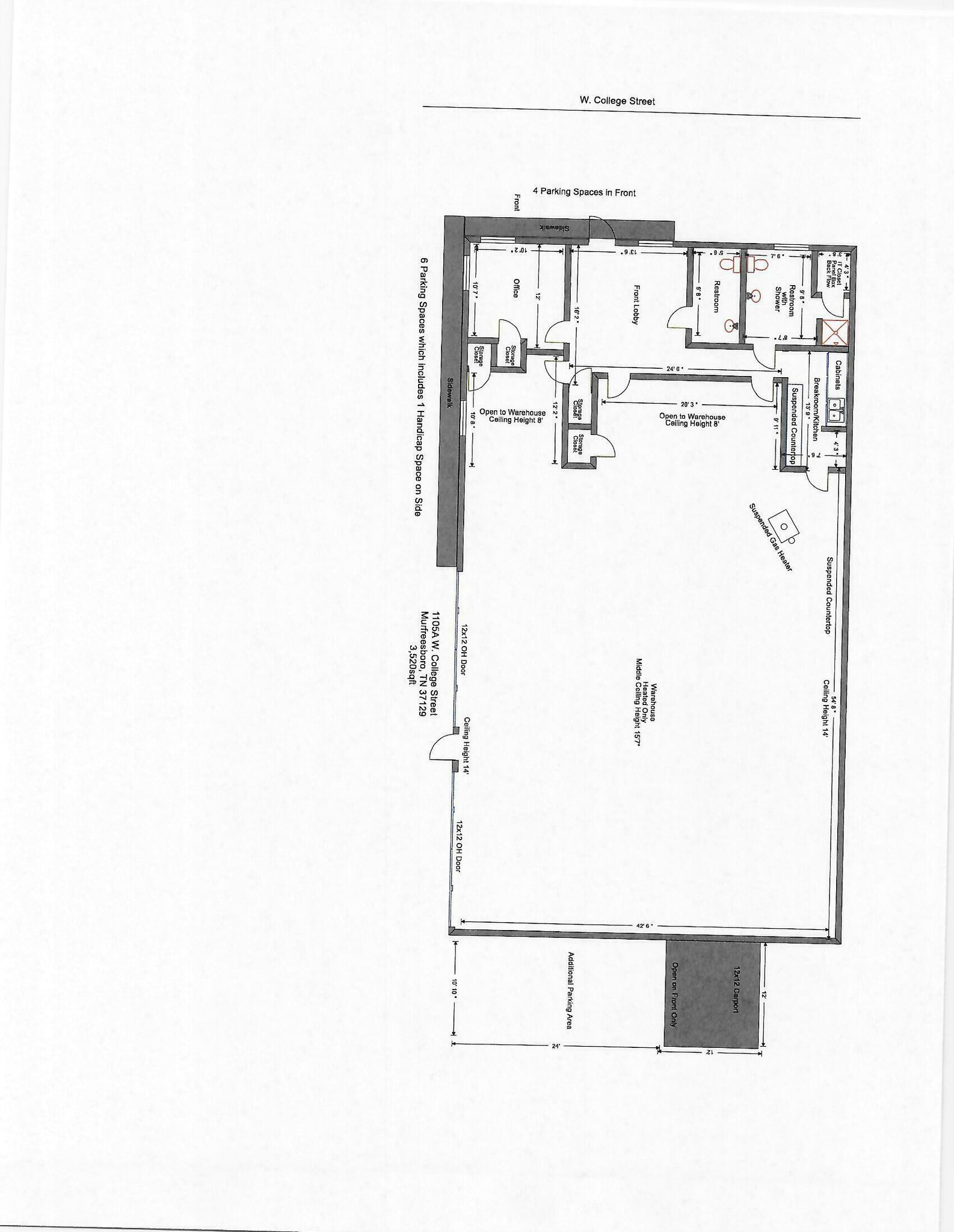 1105 W College St, Murfreesboro, TN à louer Plan d’étage– Image 1 sur 29