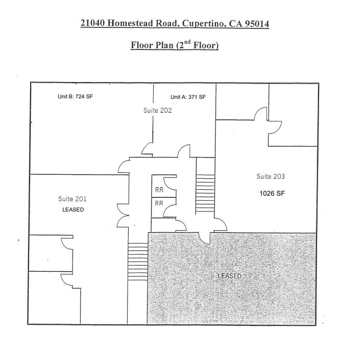 21040 Homestead Rd, Cupertino, CA à louer Plan d’étage– Image 1 sur 1