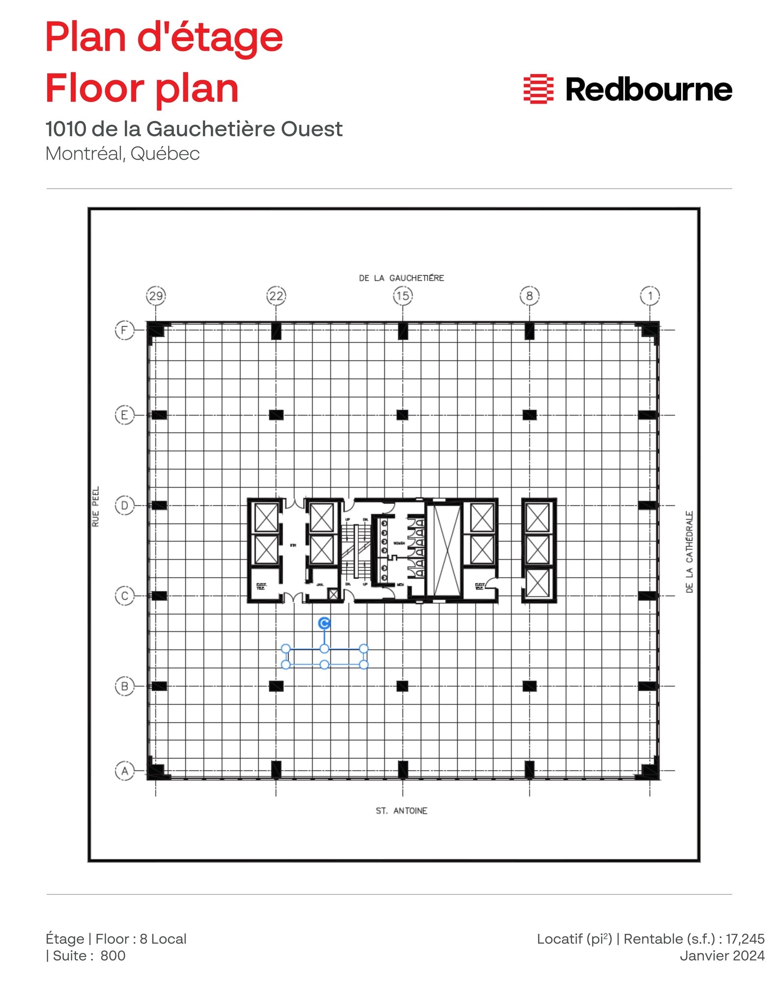 1010 Rue De La Gauchetière O, Montréal, QC à louer Plan d’étage– Image 1 sur 1