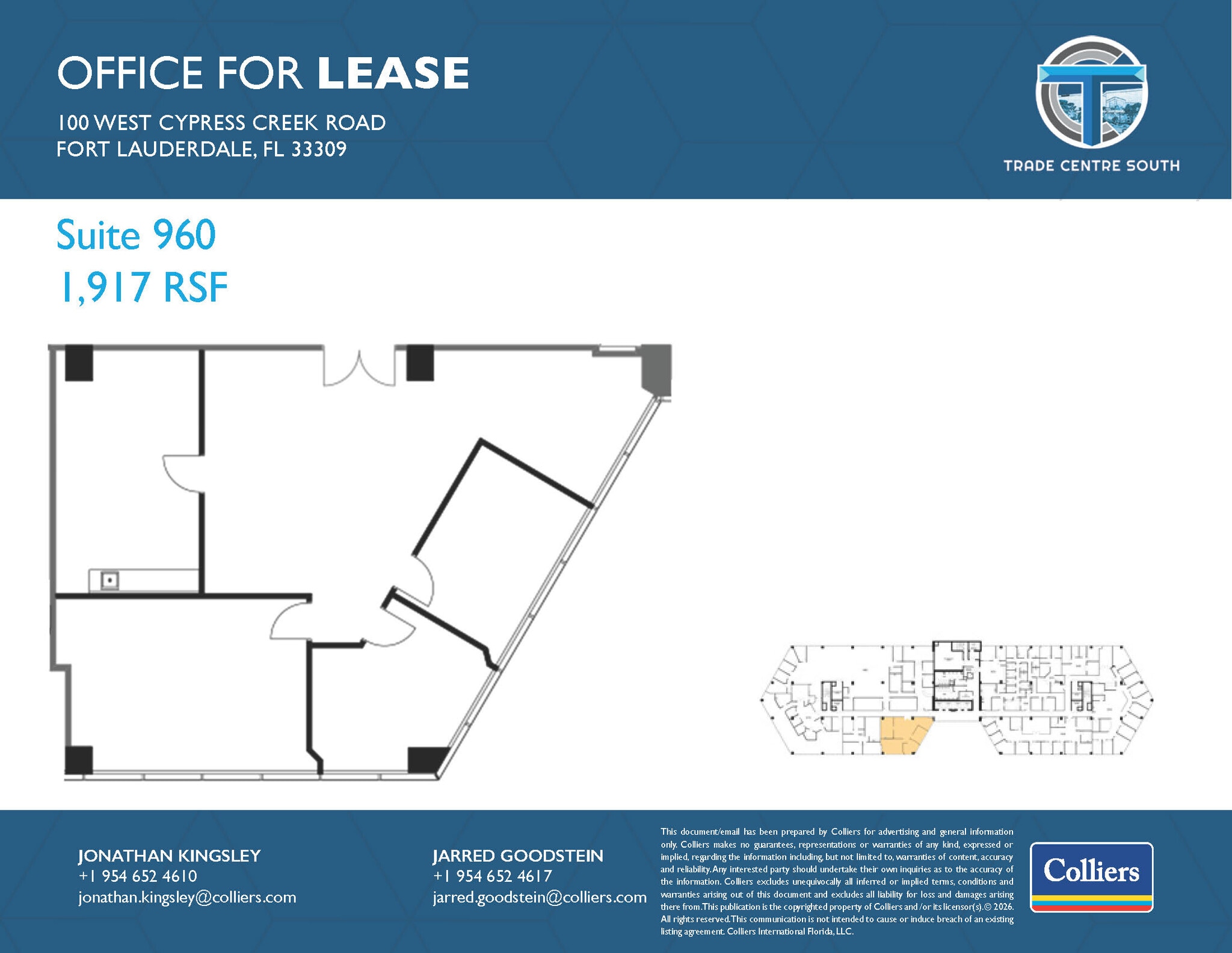 100 W Cypress Creek Rd, Fort Lauderdale, FL à louer Plan d’étage– Image 1 sur 1