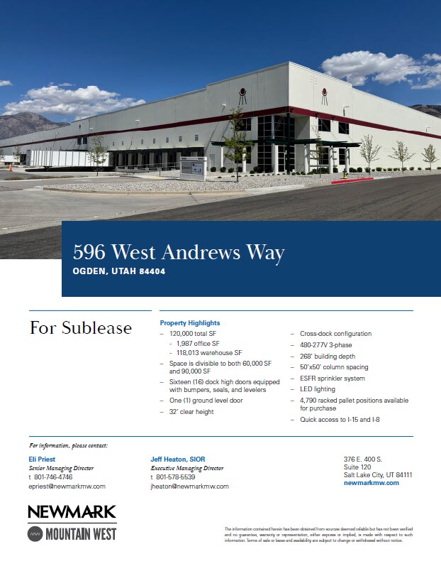 596 596 West Andrews Way Way, Ogden, UT à louer Photo principale– Image 1 sur 4