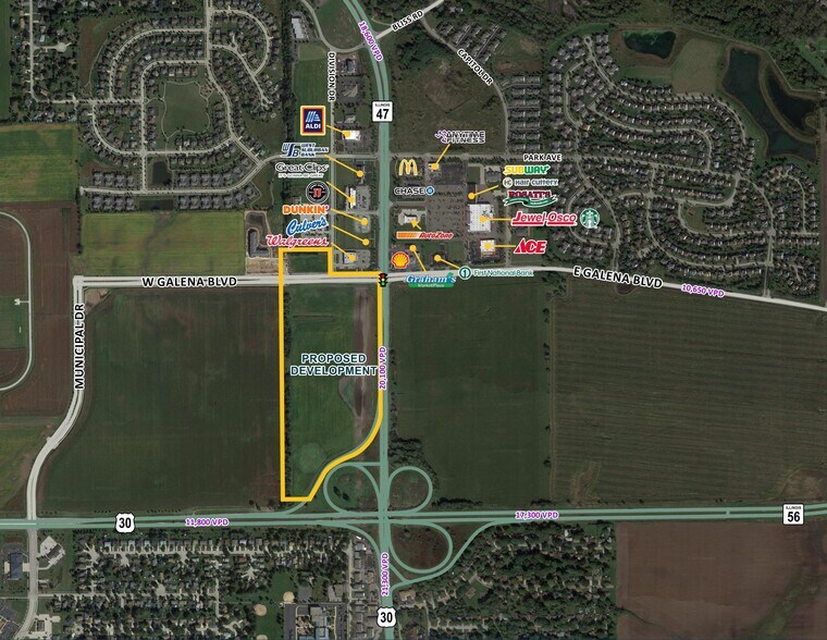 SWC Route 47 & Galena Blvd, Sugar Grove, IL à vendre - Aérien – Image 2 sur 2