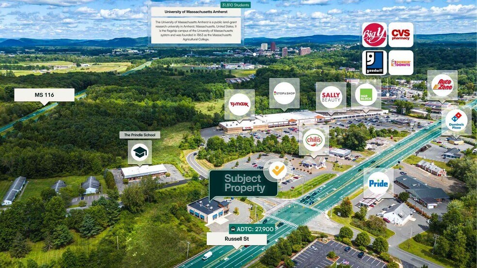 424 Russell St, Hadley, MA à vendre - Aérien – Image 3 sur 3