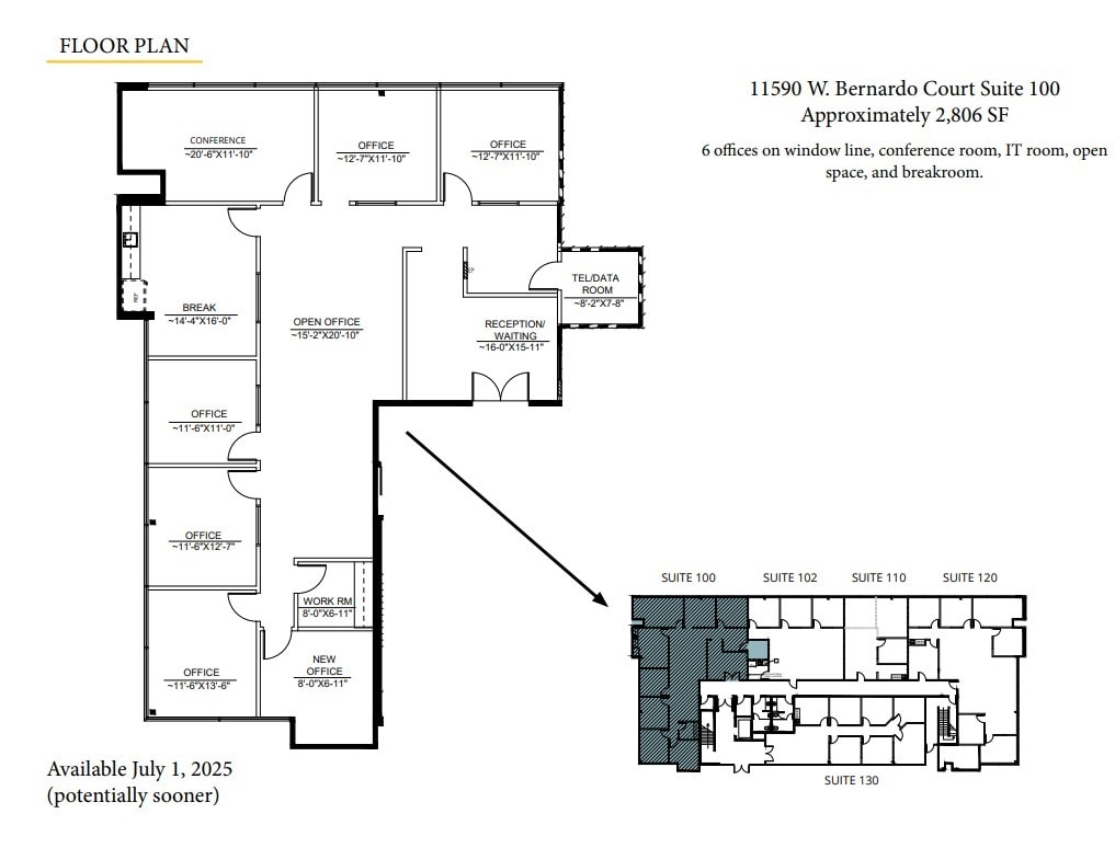 11590 W Bernardo Ct, San Diego, CA à louer Plan d’étage– Image 1 sur 1