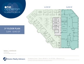 1-3 Appleton St, Boston, MA à louer Plan d’étage– Image 1 sur 1