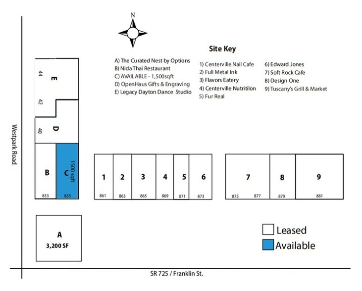 853-875 E Franklin St, Centerville, OH à louer - Plan de site – Image 2 sur 3