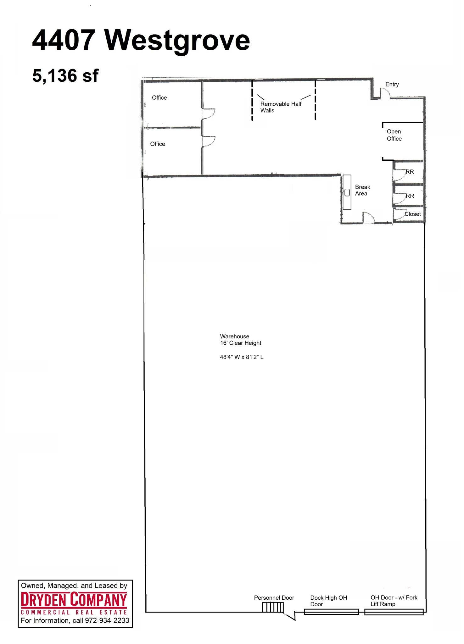 4401-4419 Westgrove Dr, Addison, TX à louer Plan d’étage– Image 1 sur 1