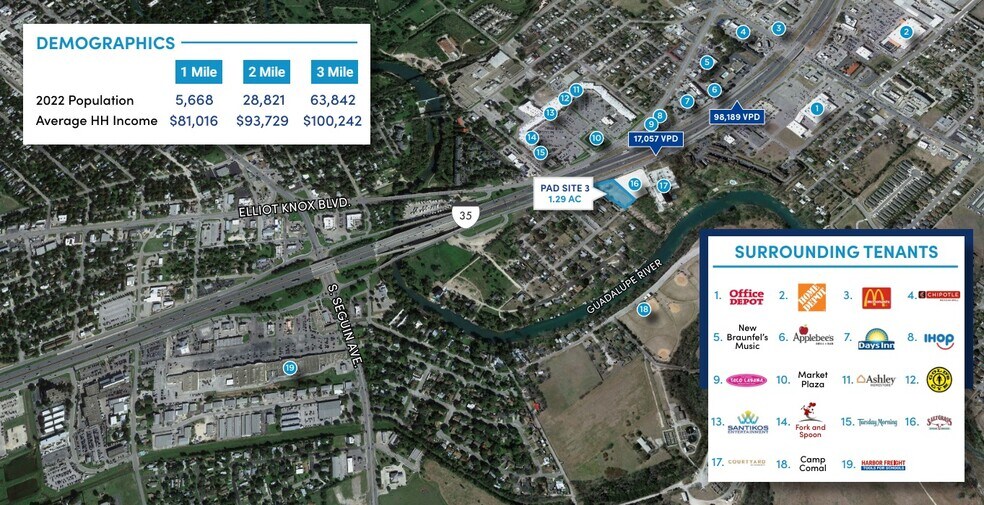 I-35 East Frontage Pad Sites, New Braunfels, TX à louer - Aérien – Image 2 sur 3
