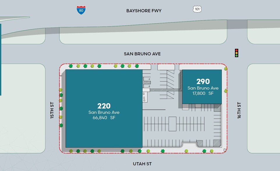 220-290 San Bruno Avenue portefeuille de 2 biens à vendre sur LoopNet.fr - Plan de site – Image 2 sur 4