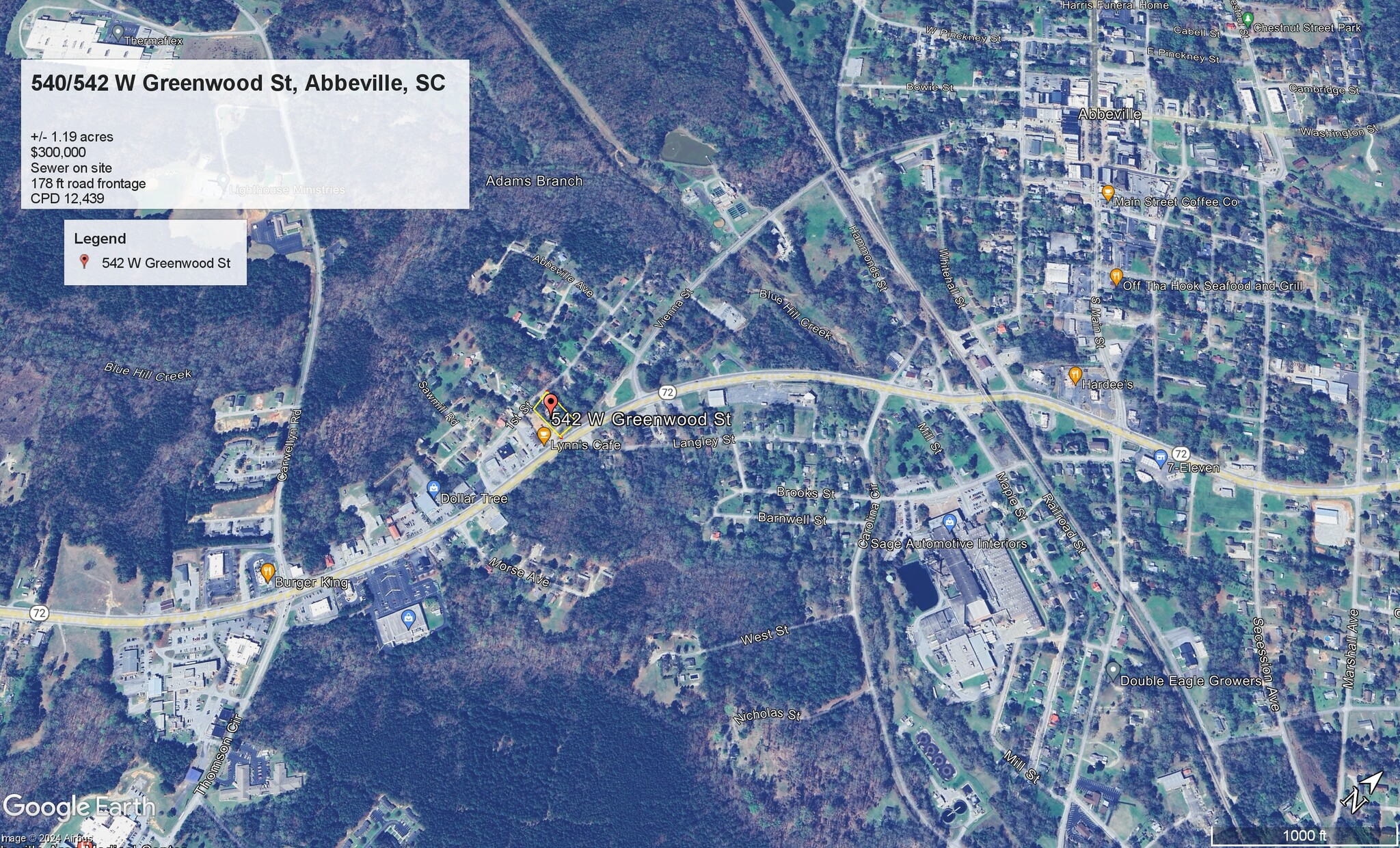 540 & 542 W Greenwood St, Abbeville, SC à vendre Aérien– Image 1 sur 11