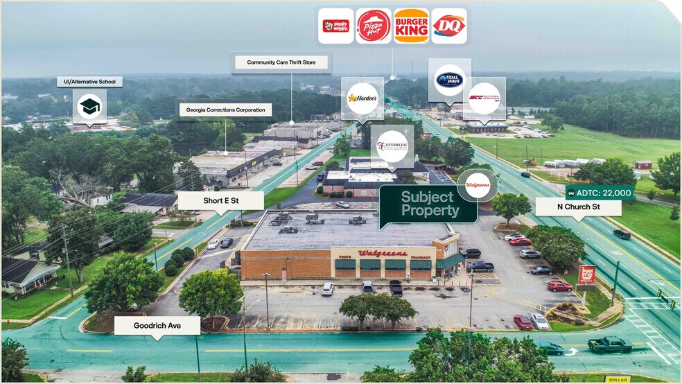 634 N Church St, Thomaston, GA à vendre - Aérien – Image 3 sur 3