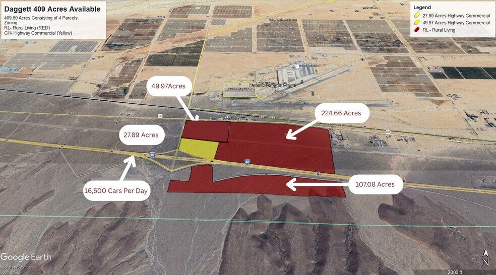 Interstate 40 and Hidden Springs Road -, Daggett, CA à vendre - Aérien – Image 2 sur 4