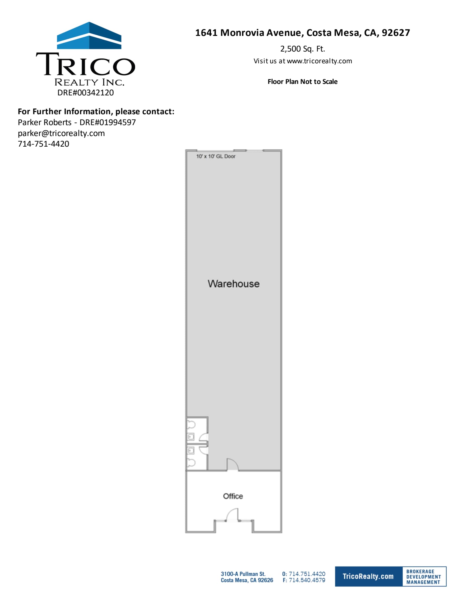 1629-1649 Monrovia Ave, Costa Mesa, CA à louer Plan d’étage– Image 1 sur 1