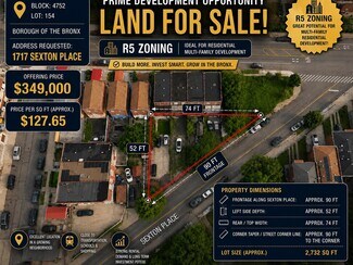 Plus de détails pour 1717 Sexton Place, Bronx, NY - Terrain à vendre