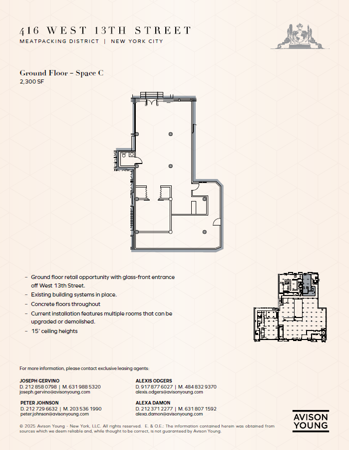 416 W 13th St, New York, NY à louer Plan d’étage– Image 1 sur 3